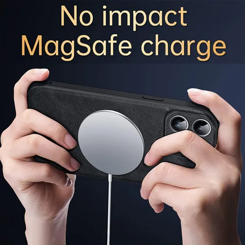 Vista 4 de COOVS Funda para iPhone 14/14 Plus/14 Pro/14 Pro Max, funda de cuero de lujo premium clásica para negocios, funda delgada para teléfono