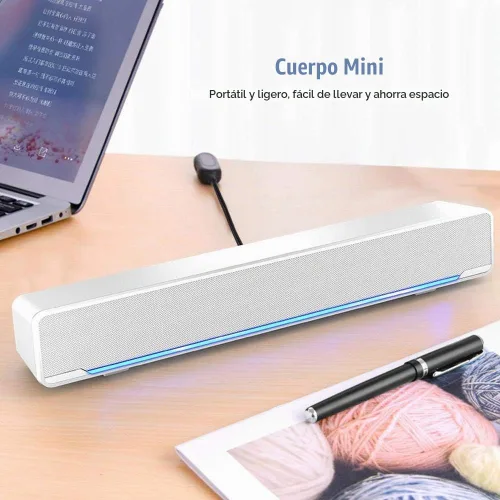 Vista 7 de Barra de sonido, altavoces profesionales de computadora multifunción estéreo envolvente sonido de graves profundos USB con cable