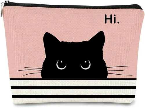 Vista 36 de Regalos de Gatos - Pequeña bolsa de maquillaje, bolsa de cosméticos para amantes de los gatos, bolsa de maquillaje para adolescentes y mujeres, cat 1