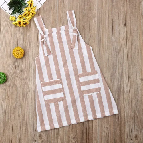 Vista 6 de Mono de verano para niñas pequeñas, sin mangas, de una sola pieza, con tiras, vestido casual