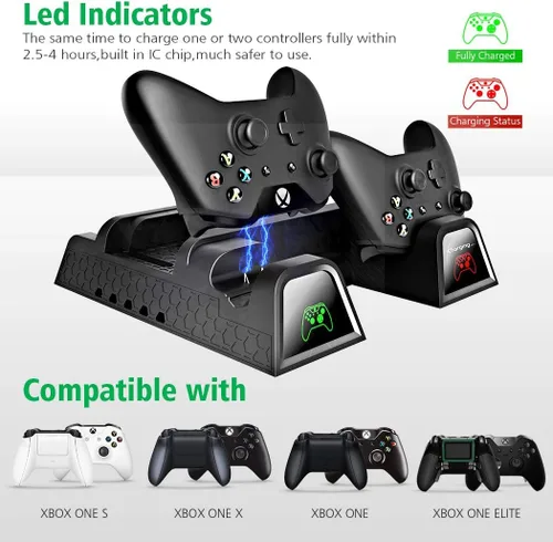 Vista 2 de OIVO Soporte de refrigeración vertical compatible con Xbox One XOne SRegular One ventilador de refrigeración con 2 baterías de 600 mAh