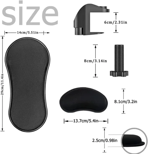 Vista 4 de Soporte para reposabrazos, almohadilla para reposamuñecas para teclado, con cojín de muñeca para mouse para oficina, extensor de reposamuñecas