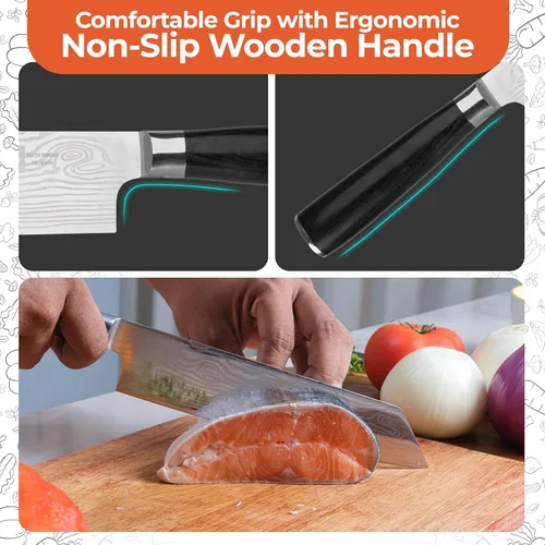 Vista 5 de Gidli Cuchillo de chef de 8 pulgadas con afilador de diamante, cuchillo de cocina afilado de acero inoxidable alemán para corte de precisión, mango