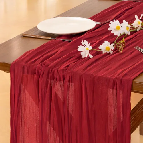Vista 15 de Socomi - Camino de mesa de gasa, estilo bohemio y rústico, para primavera, Pascua, bodas, fiestas, baby showers y decoración, 120 pulgadas/10 pies