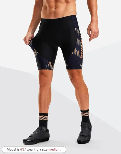 Vista 2 de Bikewa Pantalones cortos de ciclismo para hombre, acolchados en 4D, para ciclismo, ciclismo en carretera, con bolsillos con cremallera