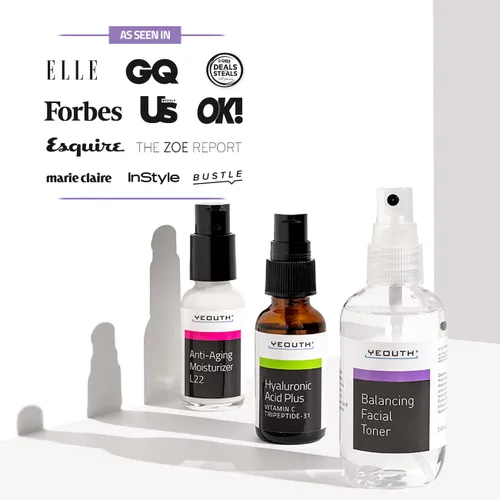 Vista 2 de YEOUTH Set de cuidado de la piel: suero de ácido hialurónico con vitamina C, tónico facial, hidratante facial, kit de cuidado de la piel