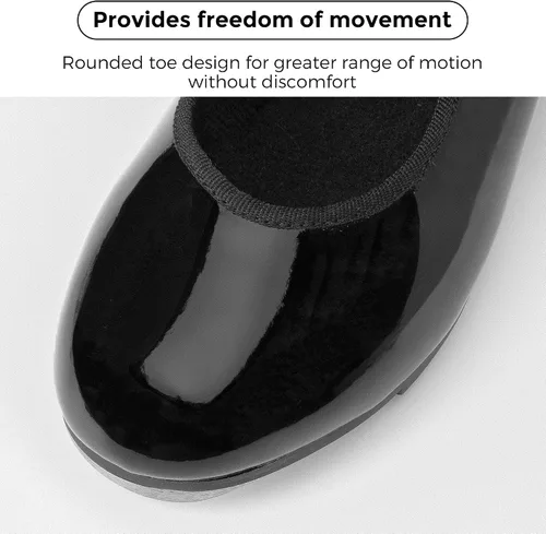 Vista 2 de Stelle Tap Shoes for Girls Boys PU Leather Black Non-Slip Dance Shoes for ToddlerLittle KidBig Kid