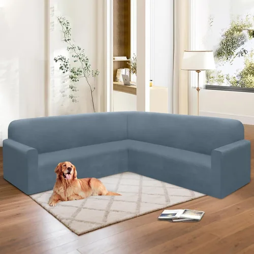 Vista 116 de HDCAXKJ Fundas de sofá seccional de esquina de terciopelo elástico en forma de L, juego de fundas deslizantes suaves y gruesas en forma de U