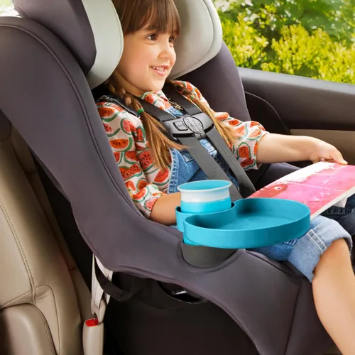 Vista 3 de Munchkin Bandeja para asiento de automóvil con taza Miracle 360 para niños pequeños de 1 a 3 años, accesorio de viaje y viaje por carretera para Azul