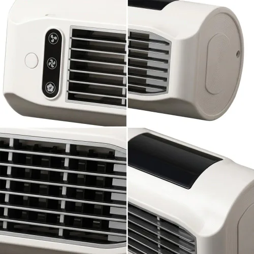 Vista 7 de Bladeless Wall Mounted Fan, Portable USB Rechargeable Tower Fan White
