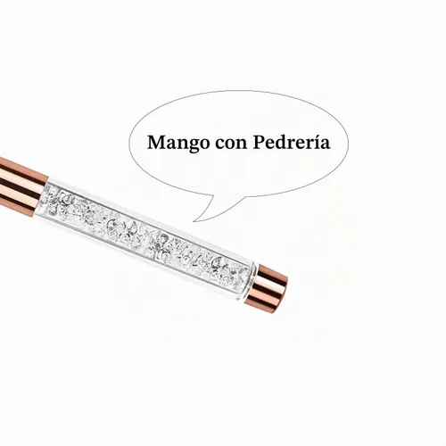 Vista 6 de 1 unids Oval UV Gel Nail Brush Rhinestone Mango Profesional Nail Art Herramientas Tamaño 8 Oro Rosa