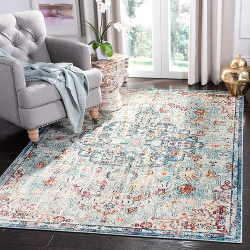 Vista 16 de SAFAVIEH Colección Madison MAD447B - Tapete bohemio con medallón antiguo y elegante, no desprende pelusa, para la sala, dormitorio, comedor