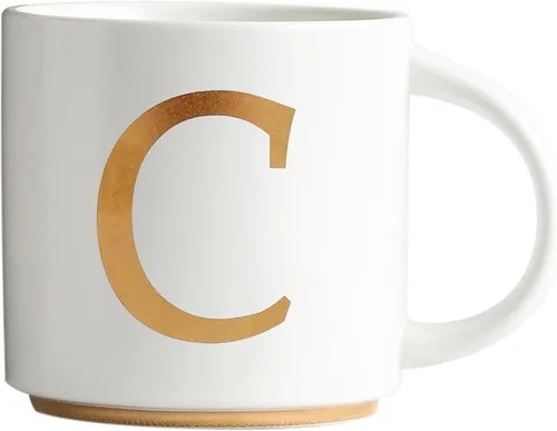 Vista 20 de COLLECTIVE HOME - Tazas de cerámica con monograma, tazas de café con inicial dorada de 15 onzas, elegantes tazas de té del alfabeto, elegante taza p