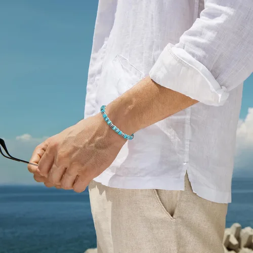 Vista 2 de SIUMAL Pulsera para hombre, pulseras bohemias de acero inoxidable para hombres, pulseras de cuentas, regalos de joyería para marido, padre, amigos