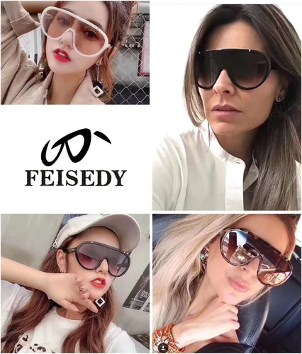 Vista 5 de FEISEDY Gafas de sol para mujer, de gran tamaño, marco de una pieza, UV400, gafas de sol de moda, retro, sombras B2580