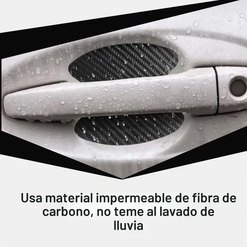 Vista 7 de 4 calcomanías para tazas de manijas de automóvil, película protectora antiarañazos de fibra de carbono para puertas de automóvil, protector de tazas