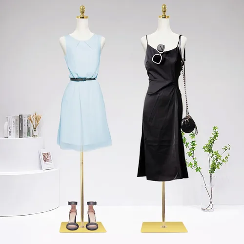 Vista 6 de EaseHome Maniquí con forma de torso, 109-185 cm de altura ajustable, cuerpo femenino de maniquí para exhibición de ropa con soporte de metal y base