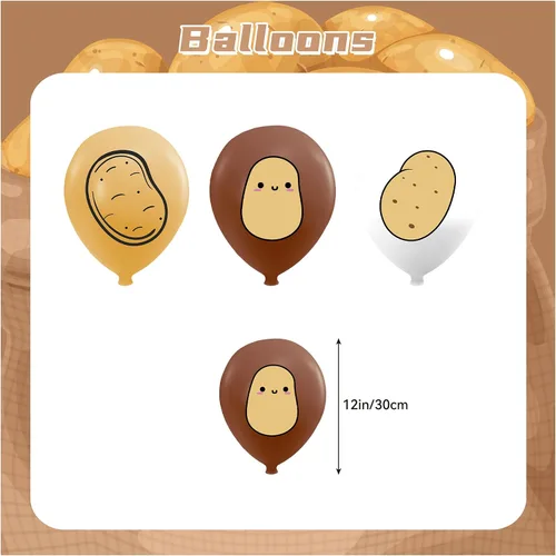 Vista 6 de Suministros para fiestas de papas – Decoraciones de cumpleaños de dibujos animados que incluyen pancarta feliz, decoración de pastel, decoración