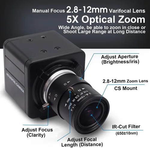 Vista 2 de SVPRO Cámara web 4K Ultra HD - Zoom óptico 5X, cámara USB UHD de 3840 x 2160 @30 fps con sensor Sony IMX317 para Mac/Window/Linux