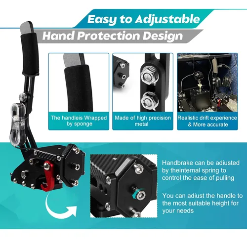 Vista 4 de Dexepe PC USB Simulator Shifter 64 Bit Handbrake with Clamp L Shape Lever Kit Compatible with ATS ETS Dust WRC Sim Racing Games Compatible with G29
