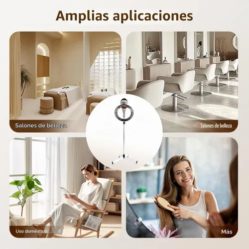 Vista 7 de YIYIBYUS Secador de pelo de pie, procesador profesional giratorio orbitante para teñir el cabello, tratamiento con aceite, secado de cabello, Gris