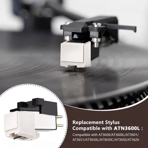Vista 2 de Dreyoo 1 paquete de aguja de repuesto para tocadiscos para ATN3600L, lápiz capacitivo compatible con Audio-Technica