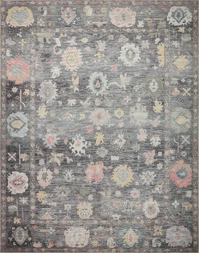 Vista 3 de Loloi Elysium Collection ELY-03 - Alfombra de área carbón/multi de 7'-6" x 9'-6