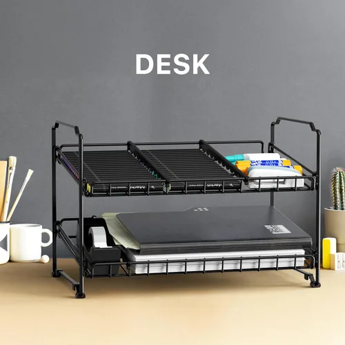 Vista 8 de Simple Houseware Estante apilable para latas de 2 niveles, negro, paquete de 2