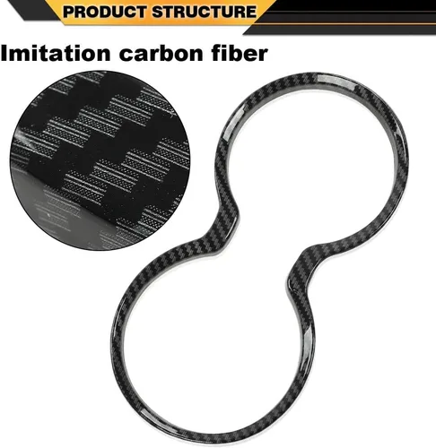 Vista 5 de CNNELL Cubierta del soporte de la taza del cambio de engranajes de fibra de carbono del bisel Compatible con Jeep Grand Cherokee 2011-2021