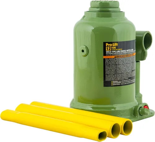 Vista 3 de Pro-Lift Gato de botella soldado de 12 toneladas - Perfil bajo (24,000 libras) Capacidad de elevación hidráulica con bomba lateral Mango de dos