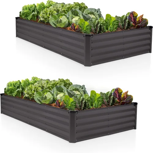 Vista 12 de Plant & Plot Camas de jardín elevadas galvanizadas para exteriores/ Jardinera elevada de 6 x 3 x 1 pie para jardinería, verduras, flores, caja