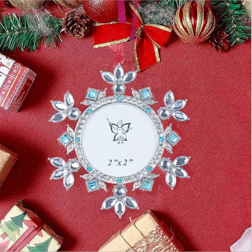 Vista 4 de Adornos fotográficos de Navidad, adornos de copo de nieve de 3.86 pulgadas, se adaptan a fotos de 2 pulgadas, decoraciones de nieve 2025