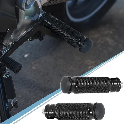 Vista 3 de F FIERCE CYCLE 1 par de reposapiés de aluminio de 6mm para motocicleta, set trasero plegable, reposapiés para motociclismo, estribo negro