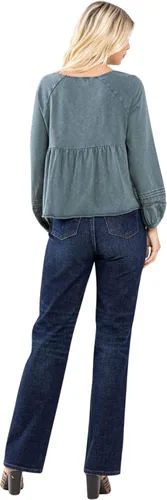 Vista 7 de Judy Blue Vaqueros rectos de talle alto con 5 botones para mujer - 88598