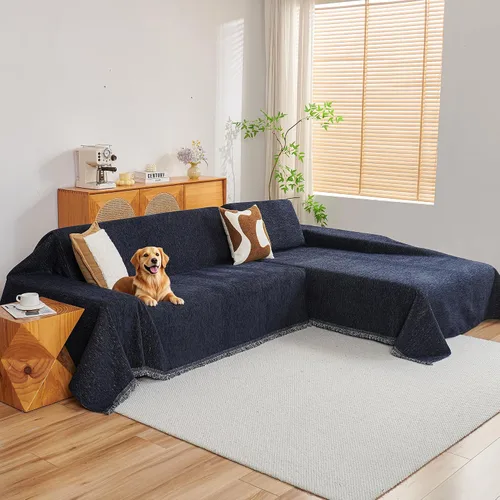 Vista 15 de MYSKY HOME Funda para sofá seccional, 2 piezas de fundas de sofá de felpilla para sofá en L, protector de muebles para mascotas, niños, funda