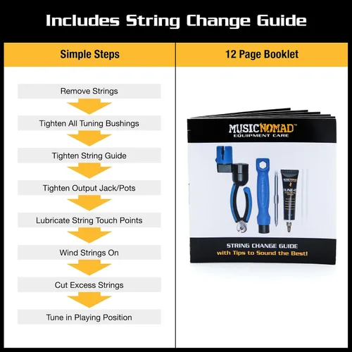 Vista 7 de MusicNomad Kit de herramientas para cambiar cuerdas de guitarra de 6 piezas con enrollador, cortador, extractor, Tune-It, llave hexagonal