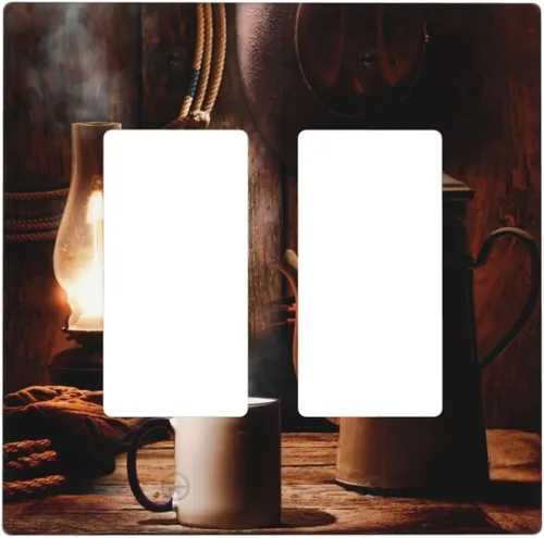 Vista 84 de Cubiertas de pared de lodge rústico retro con diseño de osos, ciervos y animales salvajes. Placas de pared dúplex simples para interruptor de luz.