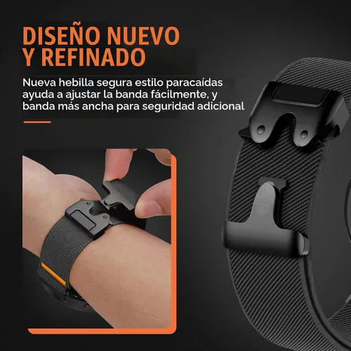 Vista 3 de Banda elástica de nailon para banda de liberación rápida de 0.866 in y 01-Negro Naranja