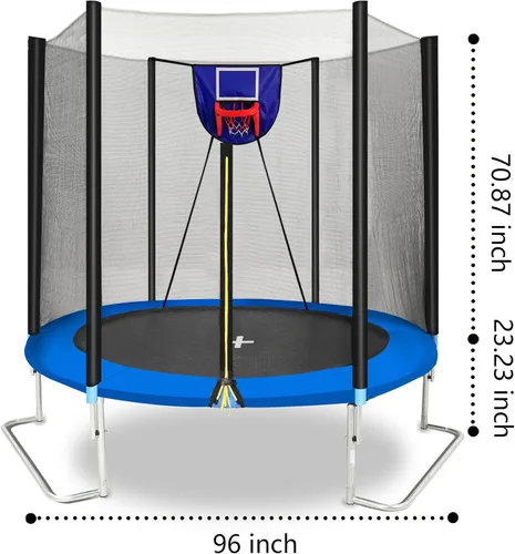 Vista 7 de Trampolín de 1500 libras, 10 pies, 12 pies, 14 pies, 15 pies, 16 pies, con luces LED, rociador, altavoz de música y calcetines, trampolín