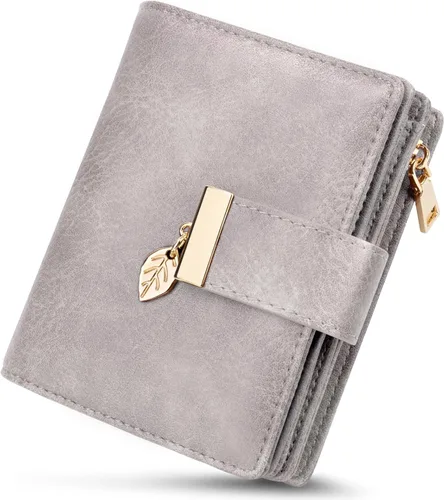 Vista 11 de HUANLANG Carteras pequeñas para mujer, con bloqueo Rfid, de cuero, plegable, tarjetero para tarjetas de crédito, cartera para mujer, bolsillo
