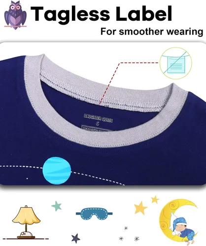 Vista 2 de DAUGHTER QUEEN Pijama para niños de 4 piezas, 100% algodón, talla 18 meses a 12 años
