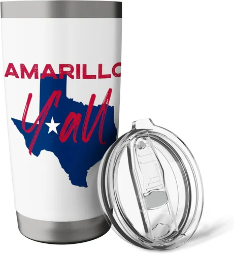 Vista 5 de Amarillo Texas Y'all TX Pride State Map Cute Stainless Steel Insulated Tumbler