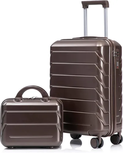 Vista 165 de Merax 3 piezas expandible ABS Hardshell equipaje Sets Spinner Wheel Maleta TSA Lock Suit Case, Apertura frontal negra, Juego de 2 piezas, Maleta