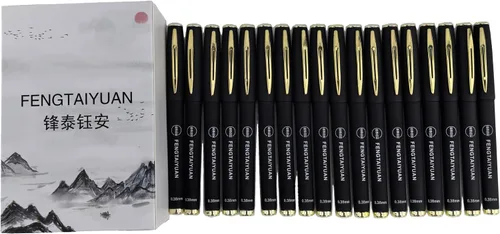 Vista 3 de Fengtaiyuan 038P18, Bolígrafos de Tinta de Gel Negro Tipo Roller - Agarre Cómodo Antideslizante, Tinta Negra, Ultra Finos, 0.38mm, Tinta de Secado
