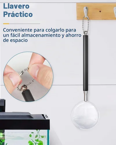 Vista 8 de Red de acuario Pawfly - Red de 5,1 cm para camarones y peces bebés con mango de acero inoxidable extensible para peceras pequeñas y estanques