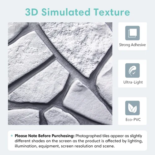 Vista 4 de Commomy 10 paneles de pared de piedra 3D para despegar y pegar, panel de pared de piedra sintética de 11.8 x 11.8 pulgadas, papel tapiz de ladrillo
