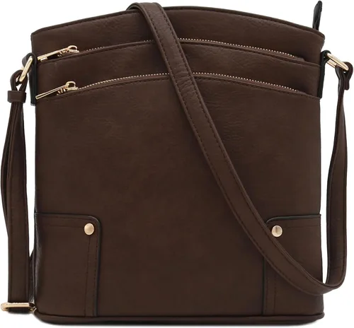 Vista 84 de Bolso cruzado grande con triple bolsillo con cremallera.