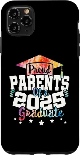 Vista 11 de iPhone 15 Parents of a 2025 Graduate Tie Dye Class Senior Graduation Case
