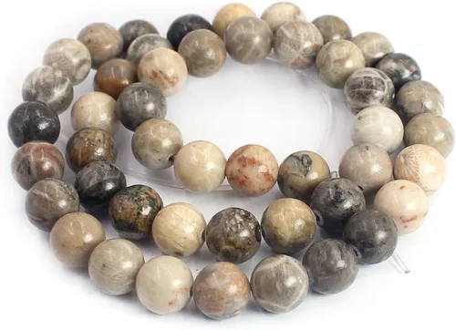 Vista 7 de SR BGSJ Jewelry Making Craft Natural 6, 8, 0.394 in, redondo, coral fósil, crisantemo, jaspe, piedras preciosas sueltas, cuentas espaciadoras de 15