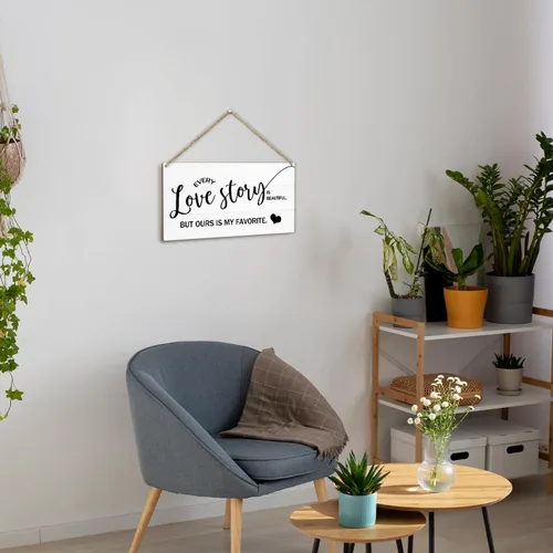 Vista 5 de Regalos de boda para esposa, marido, pareja, aniversario, San Valentín, regalos para novia, letrero colgante de madera, decoración de estante